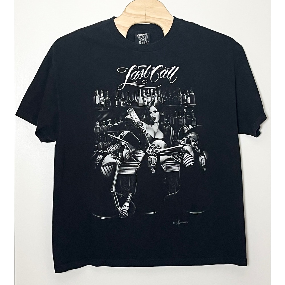DGA David Gonzales Art Shirt Mens XL Black Last Call Graphic Tee Streetwear 2014